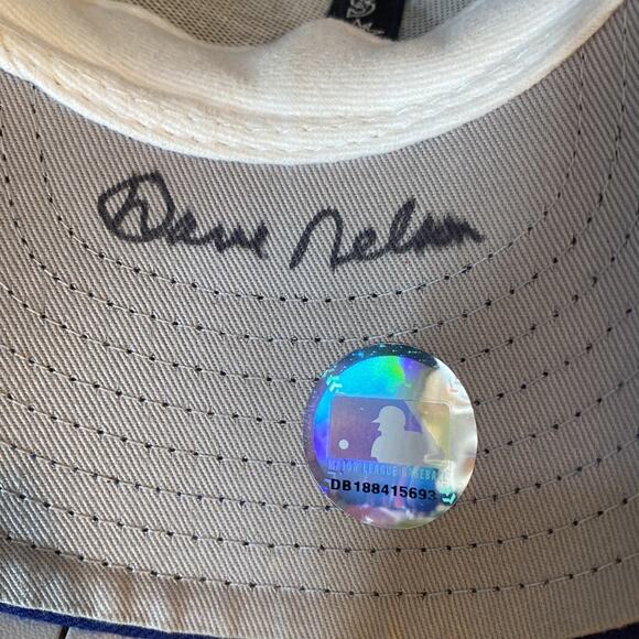 MLB Baseball Milwaukee Brewers M Hat Autographed by Dave Nelson New Era NEW - Picture 10 of 13